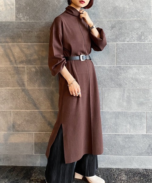 PAGEBOY（ページボーイ）の「アウトリンキングハイネックニットワンピース（ワンピース・レディース・ブラック/ダークブラウン/オフホワイト/ライラック・FREE）」の17枚目の写真