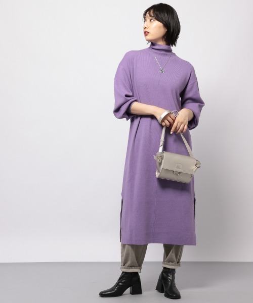 PAGEBOY（ページボーイ）の「アウトリンキングハイネックニットワンピース（ワンピース・レディース・ブラック/ダークブラウン/オフホワイト/ライラック・FREE）」の13枚目の写真