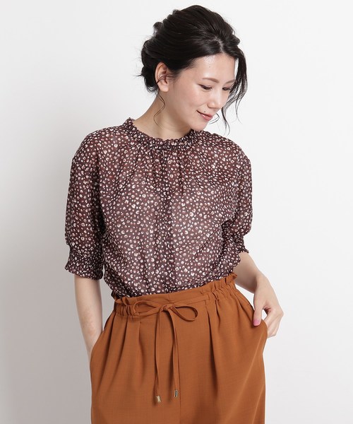 ボカシ小花柄ブラウス シャツ ブラウス セール Sunauna スーナウーナ のファッション 洗える