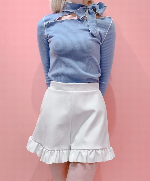 今ならほぼ即納！ lilLilly（リルリリー）の「レザーフリルショートパンツ（その他 トップス