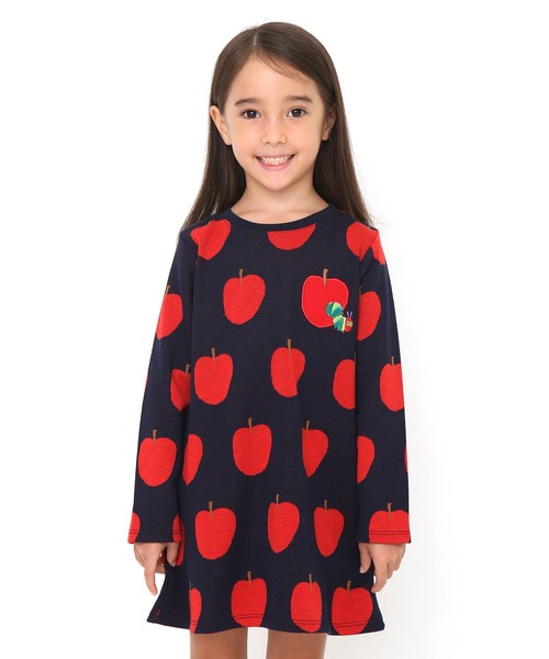 驚きの値段 コラボレーションキッズジャカードワンピース アップルパターン エリックカール ネイビー 選べるサイズ展開 Blackcolors Com Py