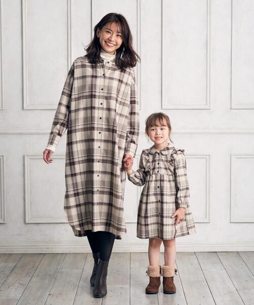 セール ママとお揃い 110 130cm チェック 肩フリル ワンピース ワンピース Any Fam エニィファム のファッション通販 Zozotown