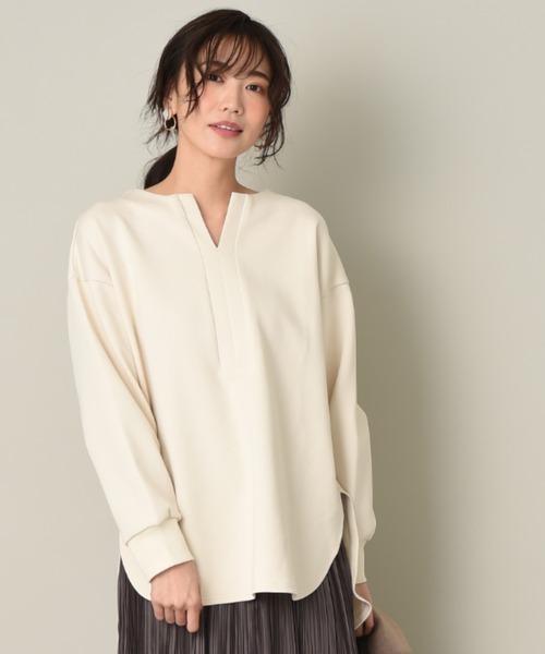 INTERPLANET（インタープラネット）の「CTPUダンボールチュニック（Tシャツ/カットソー・レディース・オフホワイト/チャコールグレー/ブラウン・FREE）」の2枚目の写真