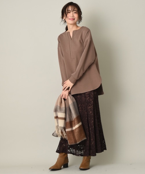 INTERPLANET（インタープラネット）の「CTPUダンボールチュニック（Tシャツ/カットソー・レディース・オフホワイト/チャコールグレー/ブラウン・FREE）」の7枚目の写真