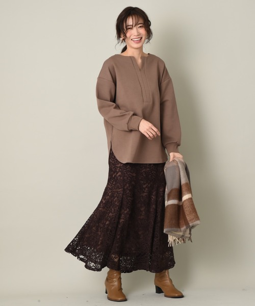 INTERPLANET（インタープラネット）の「CTPUダンボールチュニック（Tシャツ/カットソー・レディース・オフホワイト/チャコールグレー/ブラウン・FREE）」の10枚目の写真