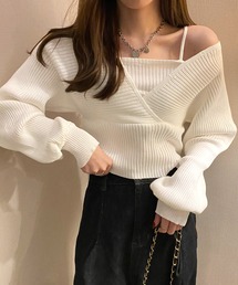フェイクレイヤード ニット プルオーバー