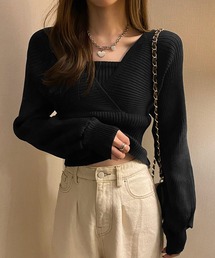 フェイクレイヤード ニット プルオーバー