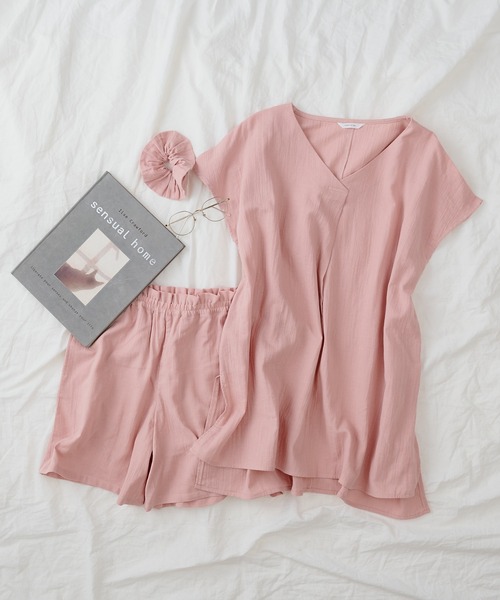 Territoire テリトワール の オーガニックコットン Wガーゼチュニック ルームウェアセット ルームウェア パジャマ Wear