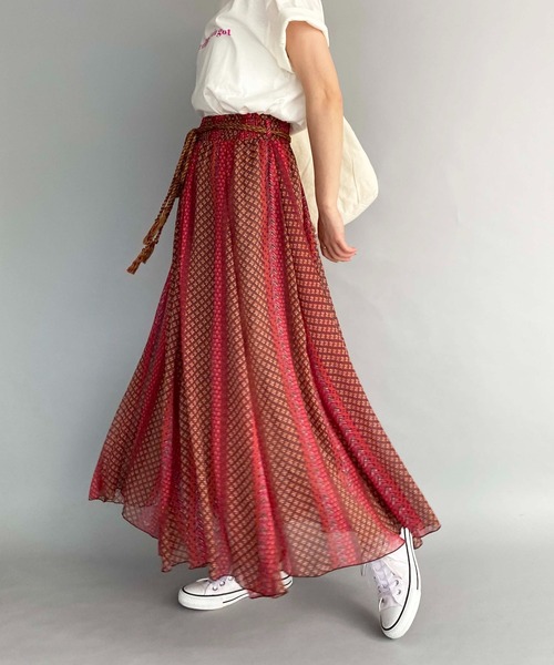 PICCIN（ピッチン）の「エスニックストライププリントスカート（スカート・レディース・ピンク/ベージュ/ブラック・M）」の2枚目の写真