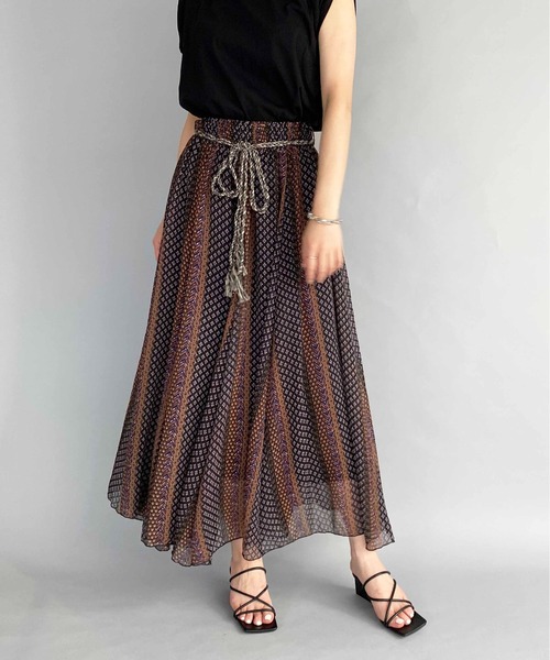 PICCIN（ピッチン）の「エスニックストライププリントスカート（スカート・レディース・ピンク/ベージュ/ブラック・M）」の3枚目の写真