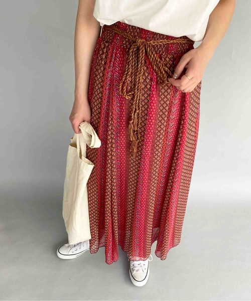 PICCIN（ピッチン）の「エスニックストライププリントスカート（スカート・レディース・ピンク/ベージュ/ブラック・M）」の7枚目の写真