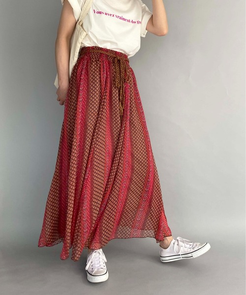 PICCIN（ピッチン）の「エスニックストライププリントスカート（スカート・レディース・ピンク/ベージュ/ブラック・M）」の5枚目の写真