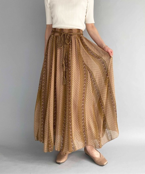 PICCIN（ピッチン）の「エスニックストライププリントスカート（スカート・レディース・ピンク/ベージュ/ブラック・M）」の22枚目の写真