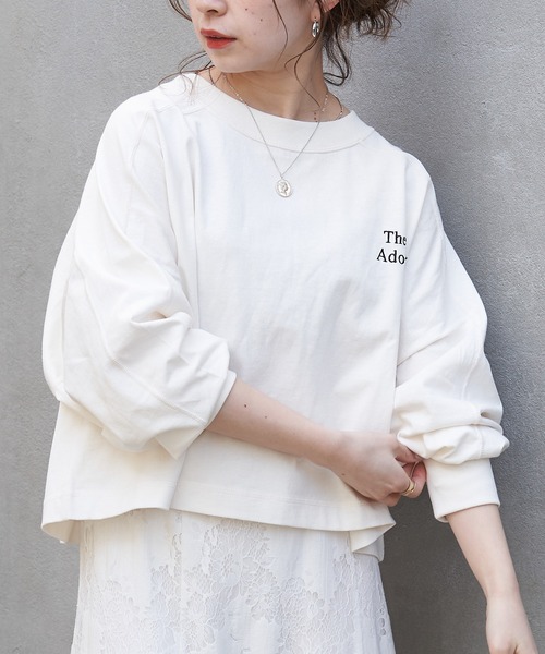 tシャツ 刺繍ショートTシャツ レディース ハート刺繍ショートTシャツ（Tシャツ/カットソー）｜ESSENTIAL