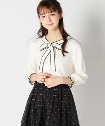 バイカラーフロントリボンニット