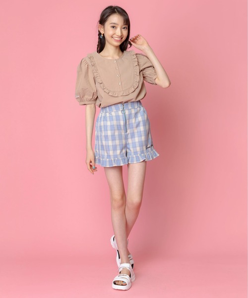 JENNI love（ジェニィラブ）の「フロントフリルブラウス（シャツ/ブラウス・キッズ・オフホワイト/ベージュ/サックスブルー・130cm/140cm/150cm/160cm）」の10枚目の写真