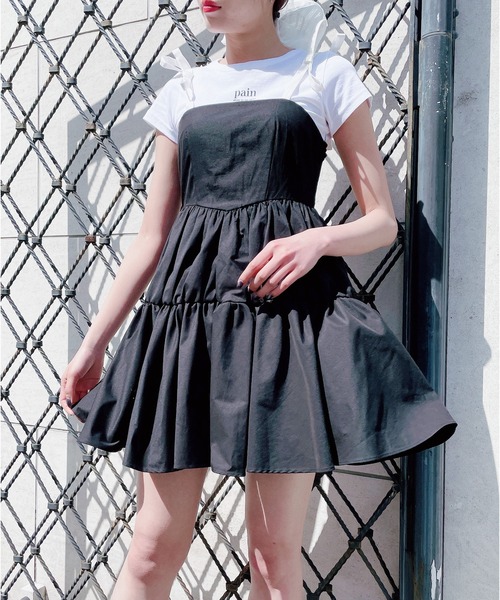 PAIN（ペイン）の「リボンショルダーフレアチュニック（ワンピース・レディース・ホワイト系その他/ブラック系その他/ホワイト×ブラック/ブラック×ホワイト・FREE）」の13枚目の写真