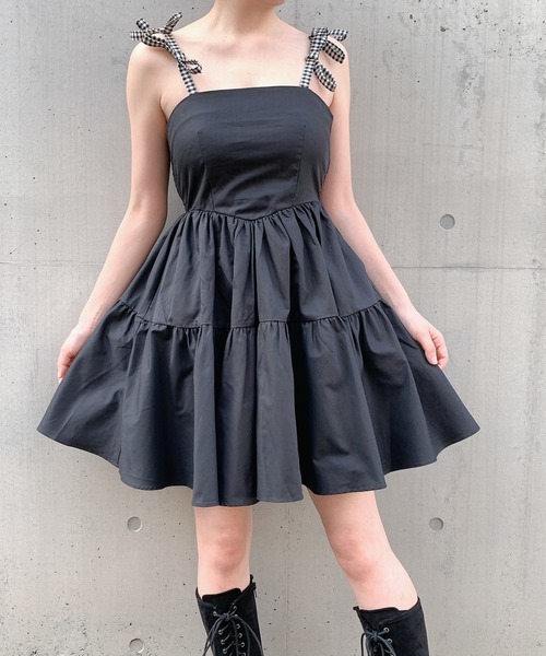 PAIN（ペイン）の「リボンショルダーフレアチュニック（ワンピース・レディース・ホワイト系その他/ブラック系その他/ホワイト×ブラック/ブラック×ホワイト・FREE）」の12枚目の写真