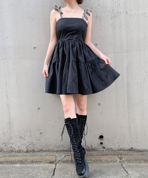 PAIN（ペイン）の「リボンショルダーフレアチュニック（ワンピース・レディース・ホワイト系その他/ブラック系その他/ホワイト×ブラック/ブラック×ホワイト・FREE）」の21枚目の写真