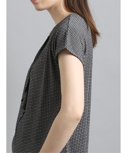 m.f.editorial（エムエフエディトリアル）の「エムエフエディトリアルレディース/m.f.editorial：Women　ストレッチシフォン タック5分袖プルオーバーTシャツ（Tシャツ/カットソー・レディース・ホワイト/ブラック・MEDIUM/LARGE）」の8枚目の写真