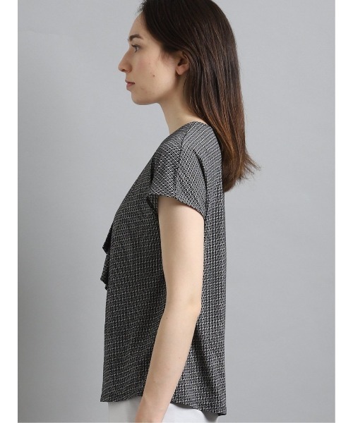 m.f.editorial（エムエフエディトリアル）の「エムエフエディトリアルレディース/m.f.editorial：Women　ストレッチシフォン タック5分袖プルオーバーTシャツ（Tシャツ/カットソー・レディース・ホワイト/ブラック・MEDIUM/LARGE）」の9枚目の写真