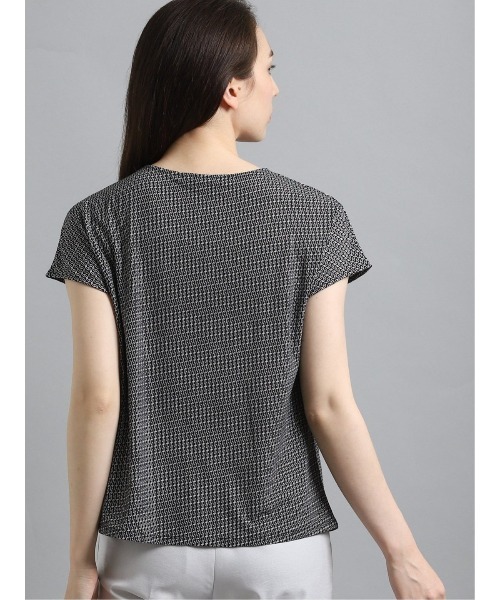 m.f.editorial（エムエフエディトリアル）の「エムエフエディトリアルレディース/m.f.editorial：Women　ストレッチシフォン タック5分袖プルオーバーTシャツ（Tシャツ/カットソー・レディース・ホワイト/ブラック・MEDIUM/LARGE）」の10枚目の写真