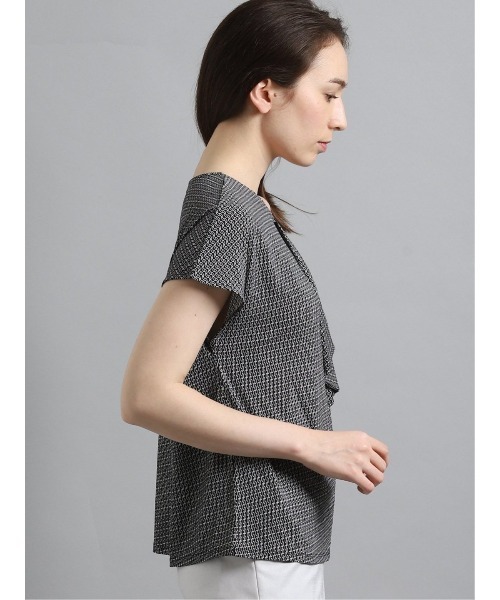 m.f.editorial（エムエフエディトリアル）の「エムエフエディトリアルレディース/m.f.editorial：Women　ストレッチシフォン タック5分袖プルオーバーTシャツ（Tシャツ/カットソー・レディース・ホワイト/ブラック・MEDIUM/LARGE）」の11枚目の写真