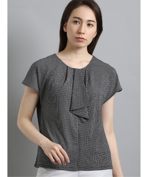 m.f.editorial（エムエフエディトリアル）の「エムエフエディトリアルレディース/m.f.editorial：Women　ストレッチシフォン タック5分袖プルオーバーTシャツ（Tシャツ/カットソー・レディース・ホワイト/ブラック・MEDIUM/LARGE）」の12枚目の写真