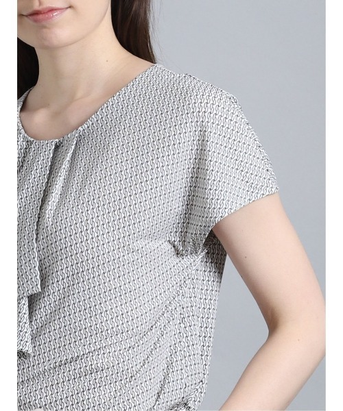 m.f.editorial（エムエフエディトリアル）の「エムエフエディトリアルレディース/m.f.editorial：Women　ストレッチシフォン タック5分袖プルオーバーTシャツ（Tシャツ/カットソー・レディース・ホワイト/ブラック・MEDIUM/LARGE）」の15枚目の写真