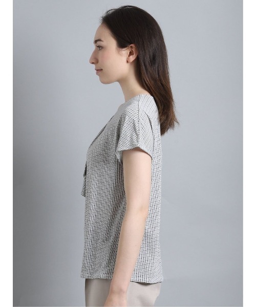 m.f.editorial（エムエフエディトリアル）の「エムエフエディトリアルレディース/m.f.editorial：Women　ストレッチシフォン タック5分袖プルオーバーTシャツ（Tシャツ/カットソー・レディース・ホワイト/ブラック・MEDIUM/LARGE）」の16枚目の写真