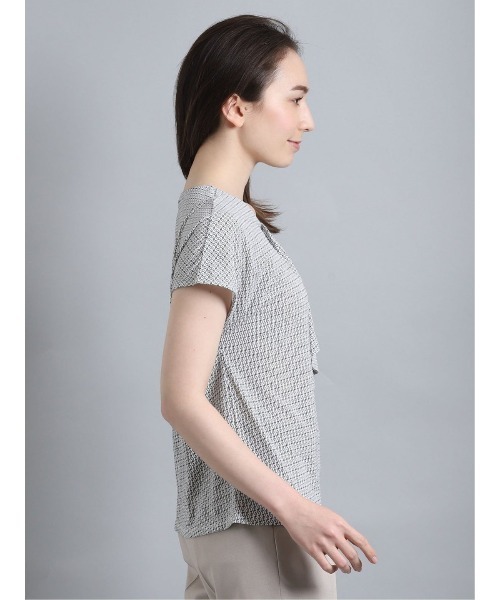 m.f.editorial（エムエフエディトリアル）の「エムエフエディトリアルレディース/m.f.editorial：Women　ストレッチシフォン タック5分袖プルオーバーTシャツ（Tシャツ/カットソー・レディース・ホワイト/ブラック・MEDIUM/LARGE）」の18枚目の写真