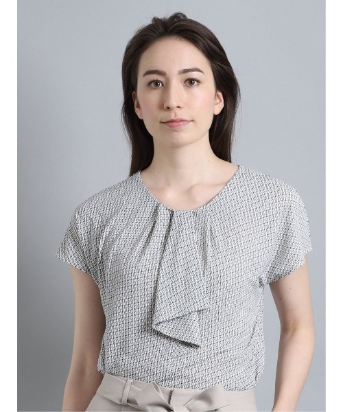 m.f.editorial（エムエフエディトリアル）の「エムエフエディトリアルレディース/m.f.editorial：Women　ストレッチシフォン タック5分袖プルオーバーTシャツ（Tシャツ/カットソー・レディース・ホワイト/ブラック・MEDIUM/LARGE）」の19枚目の写真