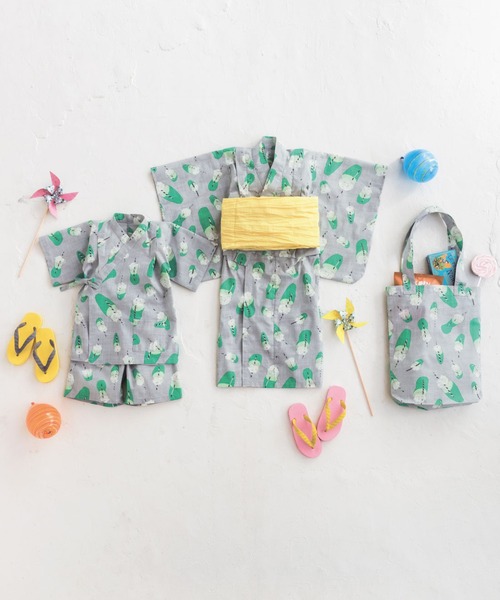 フェリシモMama（フェリシモママ）の「Ｓｕｂｉｋｉａｗａ食器店さんとつくったクリームソーダ柄のじんべい（浴衣・キッズ・グレー系その他・11/10/9/12/13）」の8枚目の写真