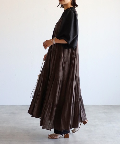 セール】インド綿ティアードキャミロングワンピース【ZOZO限定アイテム