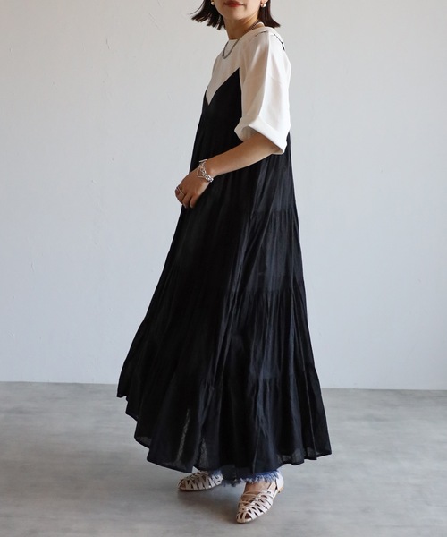 ap retro（アプレトロ）の「インド綿ティアードキャミロングワンピース【ZOZO限定アイテム】（ワンピース・レディース・ブラック/ブラウン/アイボリー/モカ・FREE）」の13枚目の写真