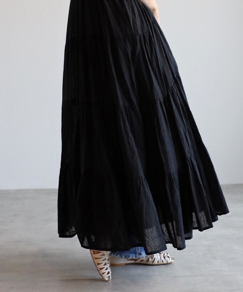 ap retro（アプレトロ）の「インド綿ティアードキャミロングワンピース【ZOZO限定アイテム】（ワンピース・レディース・ブラック/ブラウン/アイボリー/モカ・FREE）」の16枚目の写真