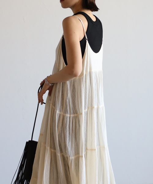 ap retro（アプレトロ）の「インド綿ティアードキャミロングワンピース【ZOZO限定アイテム】（ワンピース・レディース・ブラック/ブラウン/アイボリー/モカ・FREE）」の10枚目の写真