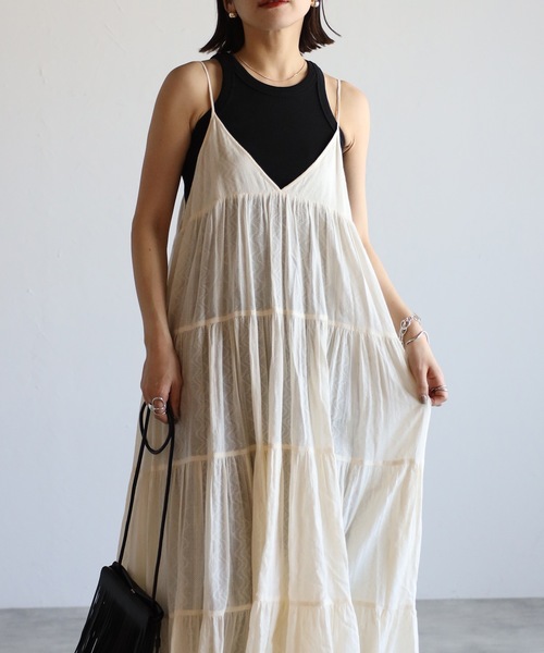 ap retro（アプレトロ）の「インド綿ティアードキャミロングワンピース【ZOZO限定アイテム】（ワンピース・レディース・ブラック/ブラウン/アイボリー/モカ・FREE）」の11枚目の写真