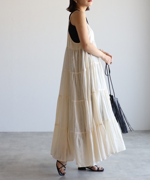 ap retro（アプレトロ）の「インド綿ティアードキャミロングワンピース【ZOZO限定アイテム】（ワンピース・レディース・ブラック/ブラウン/アイボリー/モカ・FREE）」の6枚目の写真