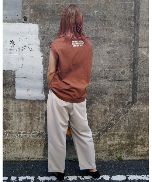 CONVERSE（コンバース）の「CONVERSEフレンチスリーブTシャツ（Tシャツ/カットソー・レディース・ダークブラウン/ホワイト/ブラック・FREE）」の9枚目の写真