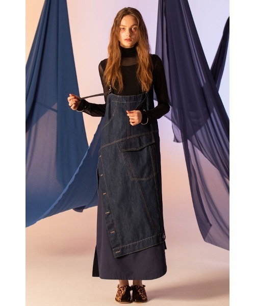 AULA AILA（アウラアイラ）の「リメイクデニムジャンパースカート（ジャンパースカート・レディース・ブラック/ブルー/インディゴブルー・0）」の3枚目の写真