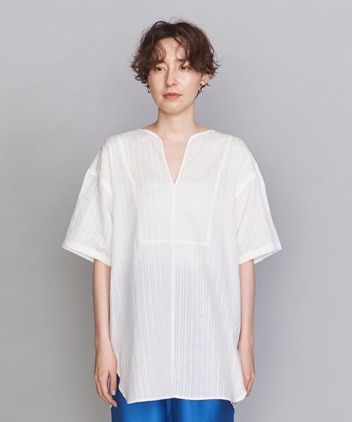 BEAUTY&YOUTH UNITED ARROWS(ビューティーアンドユースユナイテッドアローズ)の「BY カラミ織ストライプ フロントヨークブラウス(シャツ/ブラウス・レディース・ホワイト/ブラック・FREE)」の3枚目の写真