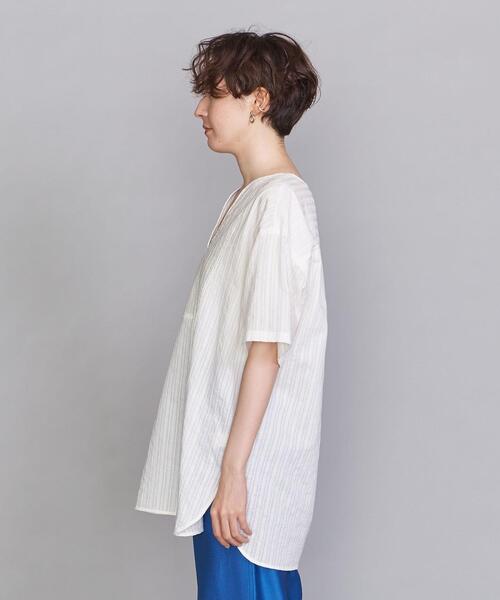 BEAUTY&YOUTH UNITED ARROWS(ビューティーアンドユースユナイテッドアローズ)の「BY カラミ織ストライプ フロントヨークブラウス(シャツ/ブラウス・レディース・ホワイト/ブラック・FREE)」の4枚目の写真