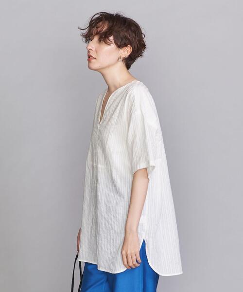 BEAUTY&YOUTH UNITED ARROWS(ビューティーアンドユースユナイテッドアローズ)の「BY カラミ織ストライプ フロントヨークブラウス(シャツ/ブラウス・レディース・ホワイト/ブラック・FREE)」の6枚目の写真