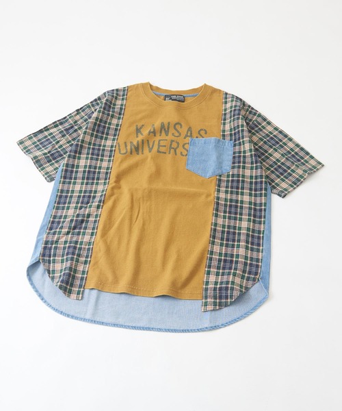 CUBE SUGAR(キューブシュガー)の「天竺 パウダー加工 リメイク風 ロング 5分袖 Tシャツ(Tシャツ/カットソー・レディース・チャコールグレー/ネイビー/マスタード・M)」の18枚目の写真