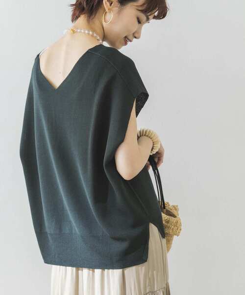 URBAN RESEARCH（アーバンリサーチ）の「ノースリーブミラノリブニット（ニット/セーター・レディース・グリーン/アイボリー/モカ・FREE）」の3枚目の写真