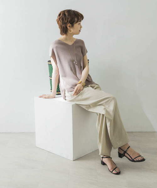 URBAN RESEARCH（アーバンリサーチ）の「ノースリーブミラノリブニット（ニット/セーター・レディース・グリーン/アイボリー/モカ・FREE）」の10枚目の写真