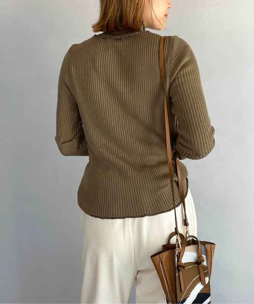 PICCIN（ピッチン）の「ラメロールトリミングニット（ニット/セーター・レディース・ブラック/ブラウン/オフホワイト・M）」の16枚目の写真