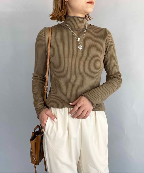 PICCIN（ピッチン）の「ラメロールトリミングニット（ニット/セーター・レディース・ブラック/ブラウン/オフホワイト・M）」の14枚目の写真