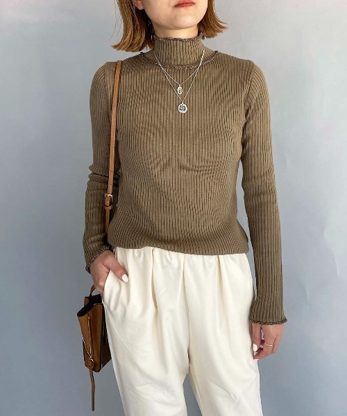 PICCIN（ピッチン）の「ラメロールトリミングニット（ニット/セーター・レディース・ブラック/ブラウン/オフホワイト・M）」の17枚目の写真